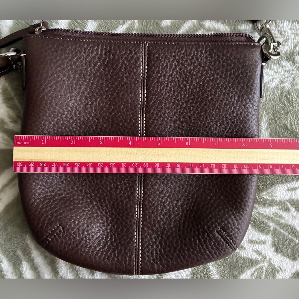 COACH Bag,Coach Pebbled Leather Crossbody Bag in Dark Brown with Silver Hardware - Picture 9 of 14